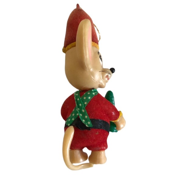 Vintage Jasco Merry Mice Mouse Flocked Christmas Ornament Hong Kong 1979 - Picture 4 of 7